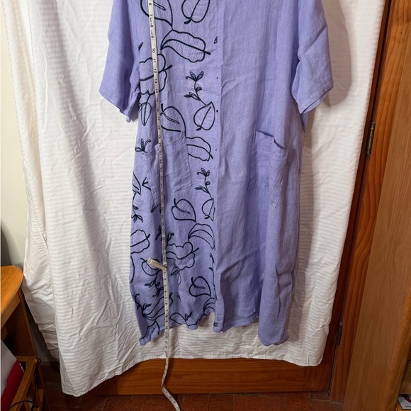 Fun Italian midi purple XL  dress w floral embroidery and pockets - Picture 8 of 11